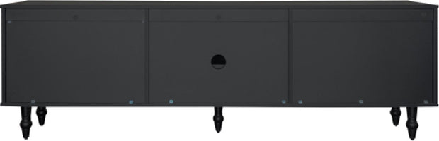 Lowboard - Tv-Meubel in Retrostijl - Gouden Handgrepen - Veel Opbergruimte - Met Glazen deur - en Massief Houten Poten - Zwart