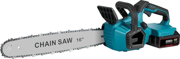 Elektrische Kettingzaag - Kettingzaag met Accu - Houtzaag - Houtbewerking - Boomzaag - Krachtig - 8000W - 16 Inch - 2 Accu's - Acculader - Ketting en Zaagblad - Noodstop - Verstelbare Ketting