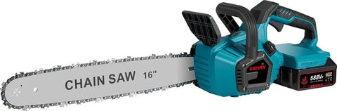 Elektrische Kettingzaag - Kettingzaag met Accu - Houtzaag - Houtbewerking - Boomzaag - Krachtig - 8000W - 16Inch - 2 Accu's - Accu oplader - Ketting en zaagblad - Noodstop - Verstelbare ketting -