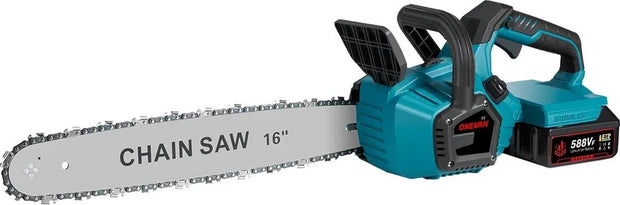 Elektrische Kettingzaag - Kettingzaag met Accu - Houtzaag - Houtbewerking - Boomzaag - Krachtig - 8000W - 16Inch - 2 Accu's - Accu oplader - Ketting en zaagblad - Noodstop - Verstelbare ketting -