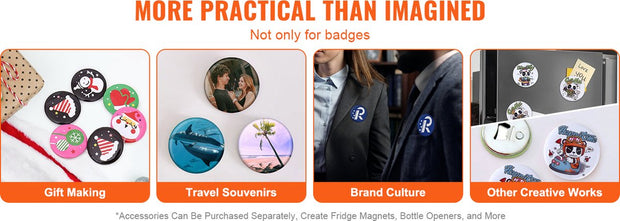 Button Maker B58 - Hoogwaardige Button Machine - Ergonomisch - Eenvoudig Gebruik en Installatie - Incl. 100 Buttons (58mm) en Patronenboek - DIY - Hobby