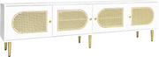 Wit Rattan - TV Cabinet - 180x40x50cm - 4 Rattan-Deuren - Verstelbare Planken - en Kabelbeheer voor Televisies tot 80 inch - Tv-Kast - Lowboards