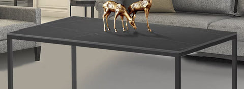 Salontafel - Gesinterd Steen Salontafel - Marmerlook - Rechthoek - Zwart - 100x60x43cm