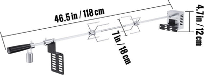 Luxe Rotisserie - Universeel - RVS - XXL 101 cm - Draaispit BBQ - Grill Spies - Krachtige 9W motor - Tot wel 12kg