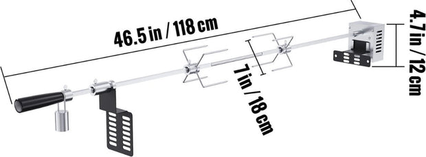 Luxe Rotisserie - Universeel - RVS - XXL 101 cm - Draaispit BBQ - Grill Spies - Krachtige 9W motor - Tot wel 12kg