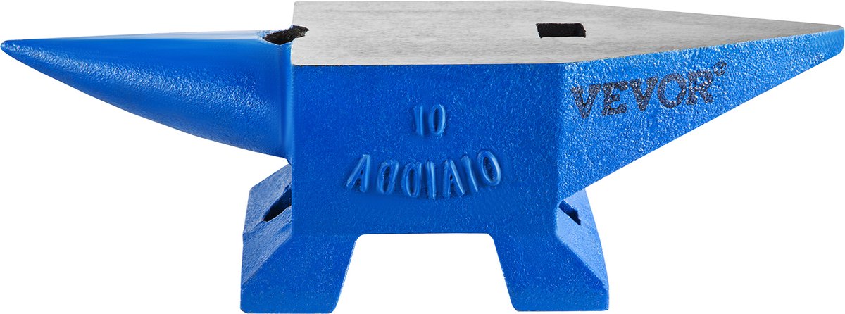 Smid Aambeeld - Groot Werkgebied - van Gesmeed Hoogwaardig Staal met een Hoge Hardheid - Smeden en Vormen van Metaal - Polijst - Ehandeling - 10 kg - voor Metaalsmeden - Klinken - Pletten - Blauw
