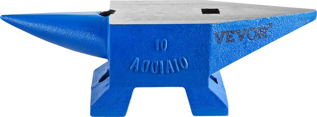 Smid Aambeeld - Groot Werkgebied - van Gesmeed Hoogwaardig Staal met een Hoge Hardheid - Smeden en Vormen van Metaal - Polijst - Ehandeling - 10 kg - voor Metaalsmeden - Klinken - Pletten - Blauw