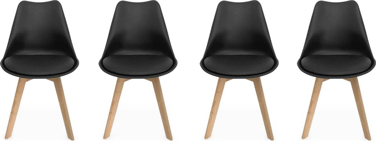 Kuipstoelen - set van 4 met houten poten - Sponskussen woonkamerstoel