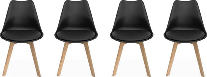 Kuipstoelen - set van 4 met houten poten - Sponskussen woonkamerstoel