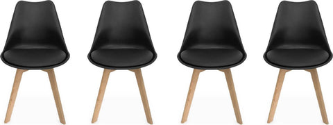 Kuipstoelen - set van 4 met houten poten - Sponskussen woonkamerstoel