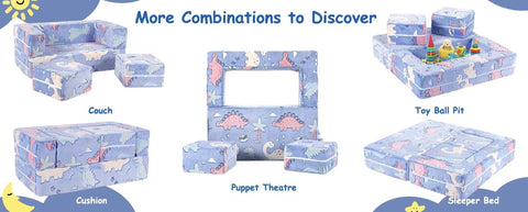 Kinder speelbank - Modulaire Speelbank - Kinderzetel - Wasbaar - Schuimkussen - Hutten bouwen - Fleece - Space thema