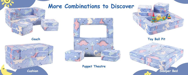 Kinder speelbank - Modulaire Speelbank - Kinderzetel - Wasbaar - Schuimkussen - Hutten bouwen - Fleece - Space thema