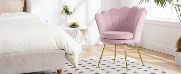 Eetkamerstoel - Eettafel stoel - Fauteuil - Babykamer stoel - Leesstoel - fluwelen stoel - fluweel - Roze