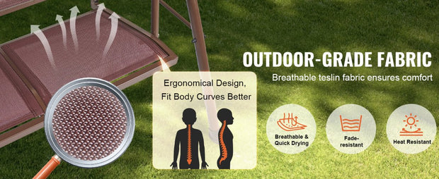 Schommelbank - Schommelstoel - Tuin - Patio - Terras - Verstelbaar Luifel - 3 Personen - Bruin