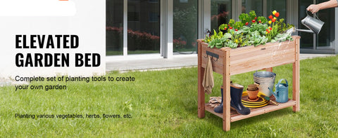 Verhoogde Houten Kruiden/Plantenbak - Plantenbak - Kruidenbak - Groenten Bak - Plantenrek - Verhoogde Plantenbak - Incl Opbergplank - Incl Ophang Haken