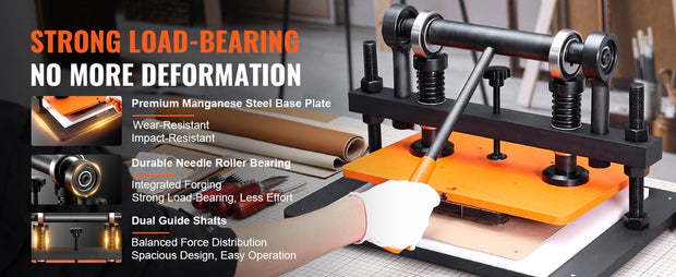 Snijmachine P7 - Premium Embossing - Tot 1500kg - Pons Machine - Leerbewerking - Duurzaam en Robuust - Ergonomisch Ontwerp - Plaat 26x12cm - Papier - Rubber - Textiel