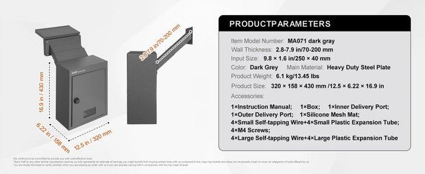 Letterbox - Letterbox with code - Anti-theft letterbox - Waterproof