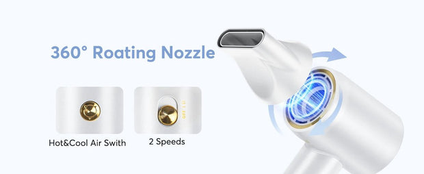 Professionele Föhn - Haardroger - Ionische Fohn - Power Föhn - Styling Föhn - Haardroger apparaat - Snel drogen - Touchscreen - 2 warmte standen - Geruisloos - Extra opzetstuk - Infrarood - 360° draaien - Lichtgewicht - Universeel