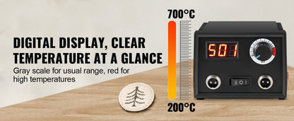 Houtbranderset Pro6 - Hoogwaardige Set - Instelbaar tot 700°C - Digitaal Display - 23 Verschillende Draadpunten - Houder - Soldeerbout - Graveerset - Hout en Leer