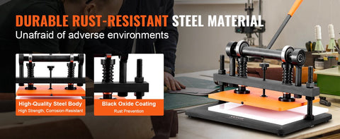 Snijmachine P7 - Premium Embossing - Tot 1500kg - Pons Machine - Leerbewerking - Duurzaam en Robuust - Ergonomisch Ontwerp - Plaat 26x12cm - Papier - Rubber - Textiel