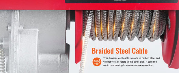 Elektrische Takel Pro6 - Robuuste Hijskraan - Industriële Lier - 1.1Nm - Staalkabel - Tot 250kg - Afstandsbediening - Veilig en Multifunctioneel - Incl. ophanging