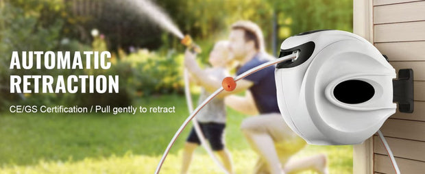 Garden hose - Reel - Wall mounting - Retractable - 180 degrees - Rotatable - gray - PVC - 35 meters