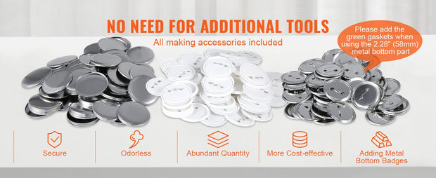 Button Maker B58 - Hoogwaardige Button Machine - Ergonomisch - Eenvoudig Gebruik en Installatie - Incl. 100 Buttons (58mm) en Patronenboek - DIY - Hobby