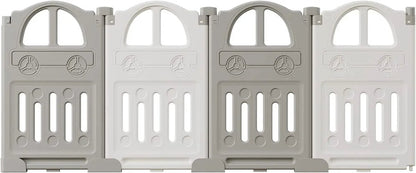 Baby Playpen - Floor Playpen - Foldable Playpen - Baby Toddler Playpen With Basketball Hoop - Educational Panels - 50 Colored Balls - L149 x W152 x H62 CM - Without Mat - Gray White