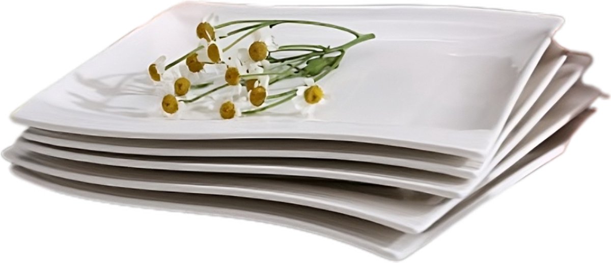 Serviesset - 6 Persoons - Porselein - 6 Delig - Bordenset 6 persoons - Bordenset 6 delig - Wit