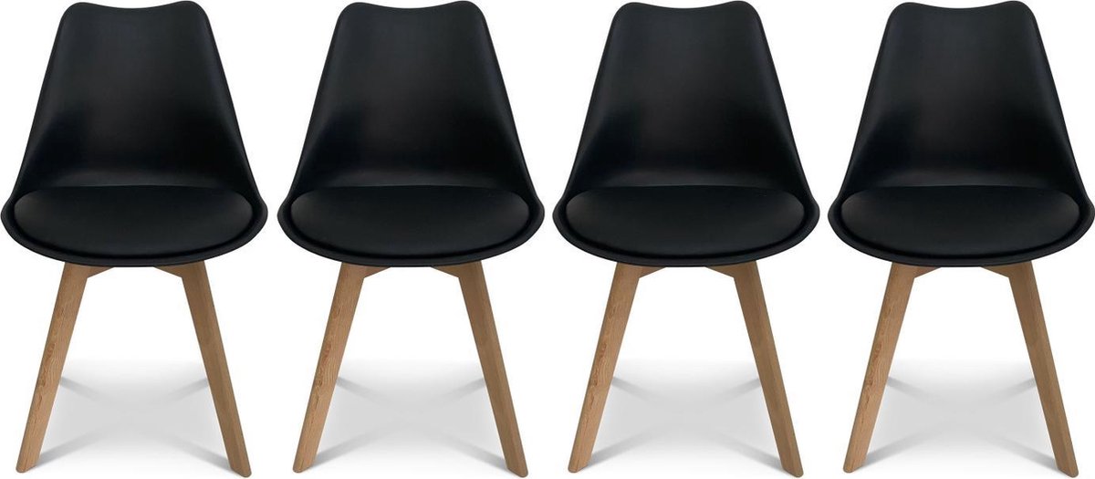 Kuipstoelen - set van 4 met houten poten - Sponskussen woonkamerstoel
