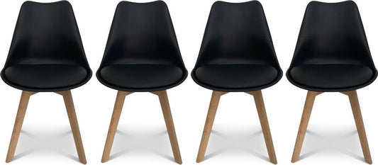 Kuipstoelen - set van 4 met houten poten - Sponskussen woonkamerstoel