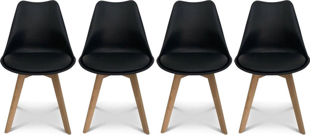 Kuipstoelen - set van 4 met houten poten - Sponskussen woonkamerstoel