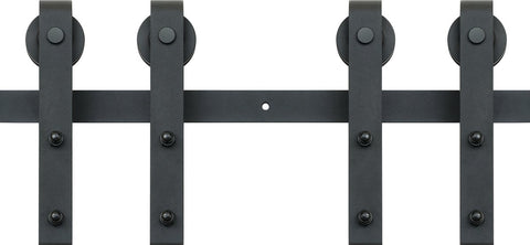 Schuifdeurbeslag - J-Vormig Systeem - 244 cm - 150 kg Draagvermogen - Soepel en Stil Glijden - Eenvoudige Installatie - Geschikt Voor Dubbele Deuren - Perfect Voor Slaapkamers, Kasten, Badkamers