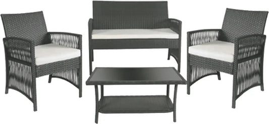 Tuinset - Inclusief Tweezitsbank en Enkele Stoelen - Comfortabele Kussens - Flexibele Opstelling - Grijs