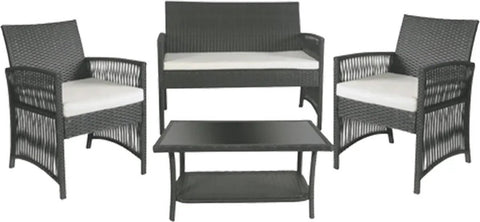 Tuinset - Inclusief Tweezitsbank en Enkele Stoelen - Comfortabele Kussens - Flexibele Opstelling - Grijs