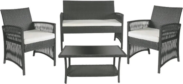 Tuinset - Inclusief Tweezitsbank en Enkele Stoelen - Comfortabele Kussens - Flexibele Opstelling - Grijs