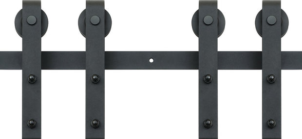 Schuifdeurbeslag - J-Vormig Systeem - 244 cm - 150 kg Draagvermogen - Soepel en Stil Glijden - Eenvoudige Installatie - Geschikt Voor Dubbele Deuren - Perfect Voor Slaapkamers, Kasten, Badkamers