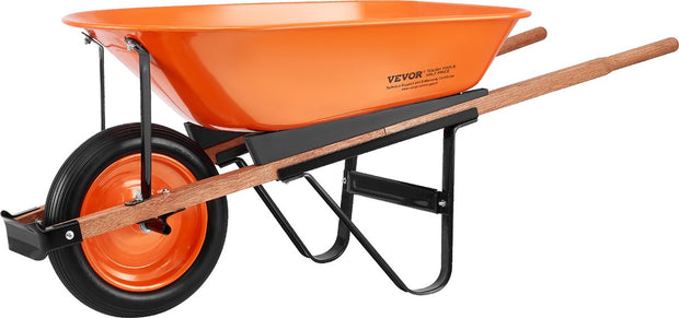 Transportkruiwagen - Ijzer + PU - Kuip met Grote Capaciteit - Eenvoudig te Monteren en op te Bergen - Max Draagvermogen120 kg - Slijtvaste Wielen - Geluidsarm - 140x62x58cm - Oranje + Zwart