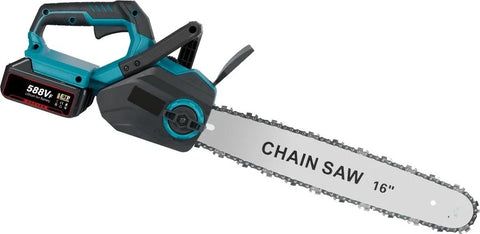 Elektrische Kettingzaag - Kettingzaag met Accu - Houtzaag - Houtbewerking - Boomzaag - Krachtig - 8000W - 16 Inch - 2 Accu's - Acculader - Ketting en Zaagblad - Noodstop - Verstelbare Ketting