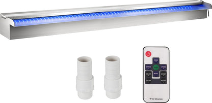 Zwembad Waterval Overloopbak - Gekleurde Led Strip Slang - Afstandsbediening - voor Vijvertuin Zwembad - Rvs - 151 x 11,5 x 8 cm