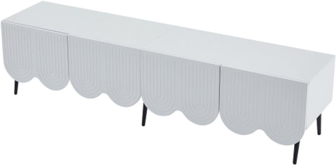 Modern Tv-kast - in Wit - Met een Uniek Patroon - 180x 40x45cm - voor Televisie tot 80 inch - Twee Deuren - Kabelbeheer