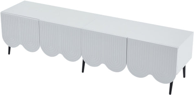 Modern Tv-kast - in Wit - Met een Uniek Patroon - 180x 40x45cm - voor Televisie tot 80 inch - Twee Deuren - Kabelbeheer