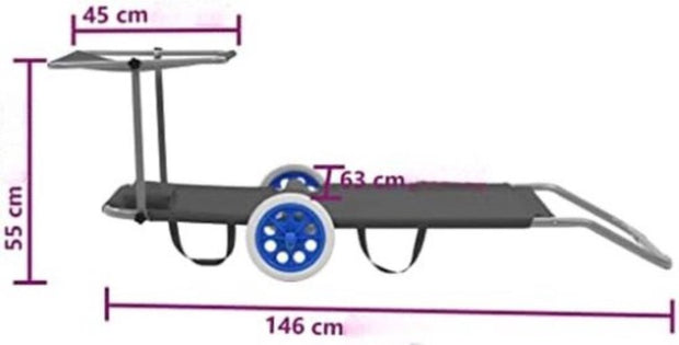 Strandstoel Inklapbaar - Strandstoel Opvouwbaar - Strandstoel Volwassenen - Strandstoel Verstelbaar - Strandstoel Met Wielen - Grijs