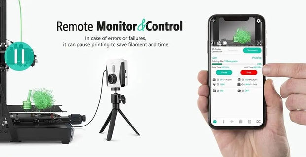 3D Printer Camera - met Remote Control - 1080P Resolutie - Handmatige Focus - WiFi-Bediening - Auto Time-Lapse Video - Elektronische Zoom - Nachtzicht