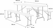 Fiesta opvouwbare receptie tafel en plastic banken 180cm, campingtafel