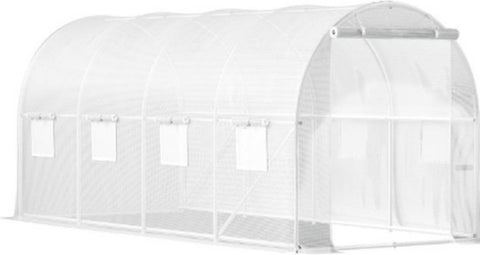 Witte Professionele Kas voor Moestuin - Waterdicht - Walk-in - Met Ramen - 215 cm Hoog
