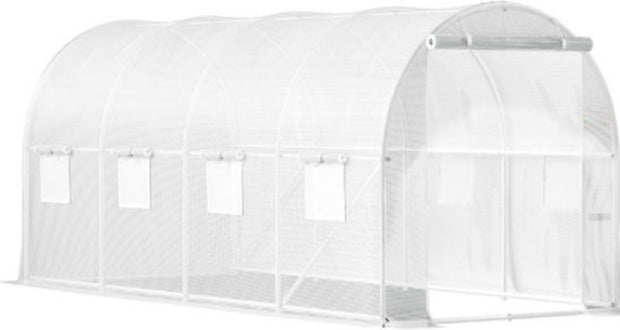 Witte Professionele Kas voor Moestuin - Waterdicht - Walk-in - Met Ramen - 215 cm Hoog