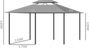 Paviljoen 4 x 3 m tuinpaviljoen tuintent partytent met zijwanden staal koffie 84C-050
