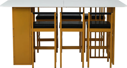 Opvouwbare Eettafel - Multifunctionele Uitschuifbare Eettafel - Beweegbare Eettafel - Uitschuifbare Eettafel met Lades - Eettafel in 3-Vorm - Wit en Goud
