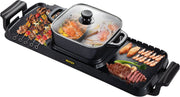 Elektrische BBQ - Pan Grill en Hot Pot - Krachtig 2400W - Draagbaar en Rookvrij - Afneembare Anti-aanbaklaag - BBQ - Gourmet - Grill - Kookgerei - Koken - Grillen